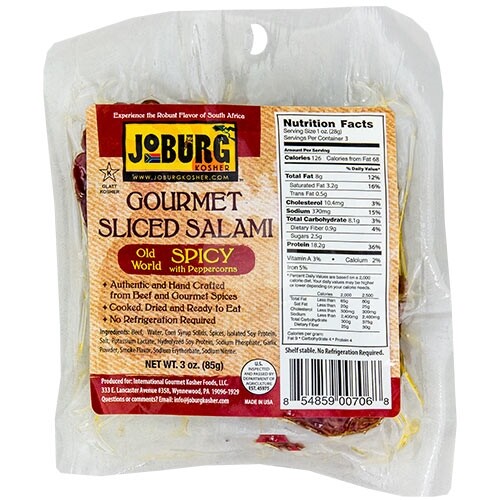 Joburg Gourmet Sliced Salami Spicy With Peppercorn, 3 Oz