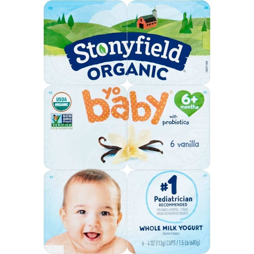 Stonyfield Yobaby Organic Whole Milk Yogurt Vanilla, 6 Cups, 4 Oz