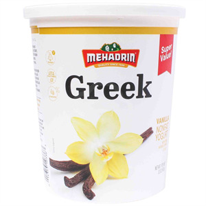 Mehadrin Authentic Greek Non Fat Yogurt Vanilla, 32 Oz