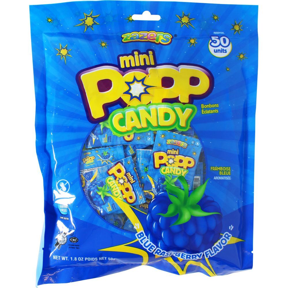 Zazers Mini Popp Candy Blue Raspberry, 1.8 Oz