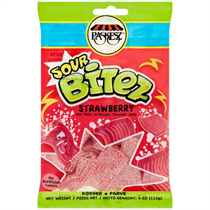 Paskesz Sour Belts Mini Strawberry, 4 Oz