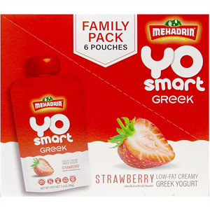 Mehadrin Yo Smart Greek Strawberry Family Pack, 6 Pouches, 3.5 Oz