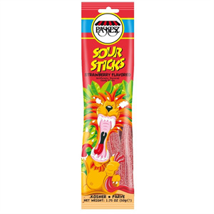Paskesz Sour Sticks Strawberry, 1.75 Oz