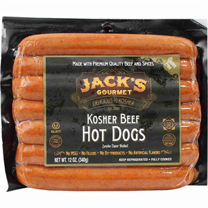 Jack's Gourmet Kosher Beef Hot Dogs, 12 Oz