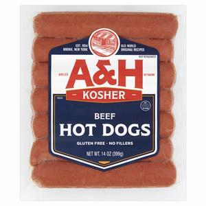 A&H Beef Hot Dogs Frankfurters, 14 Oz