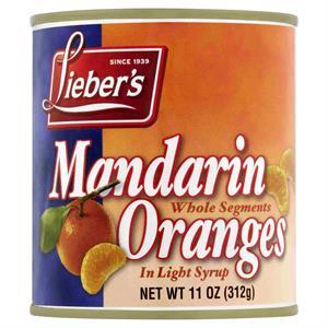 Lieber's Mandarin Whole Segments Oranges In Light Syrup, 11 Oz