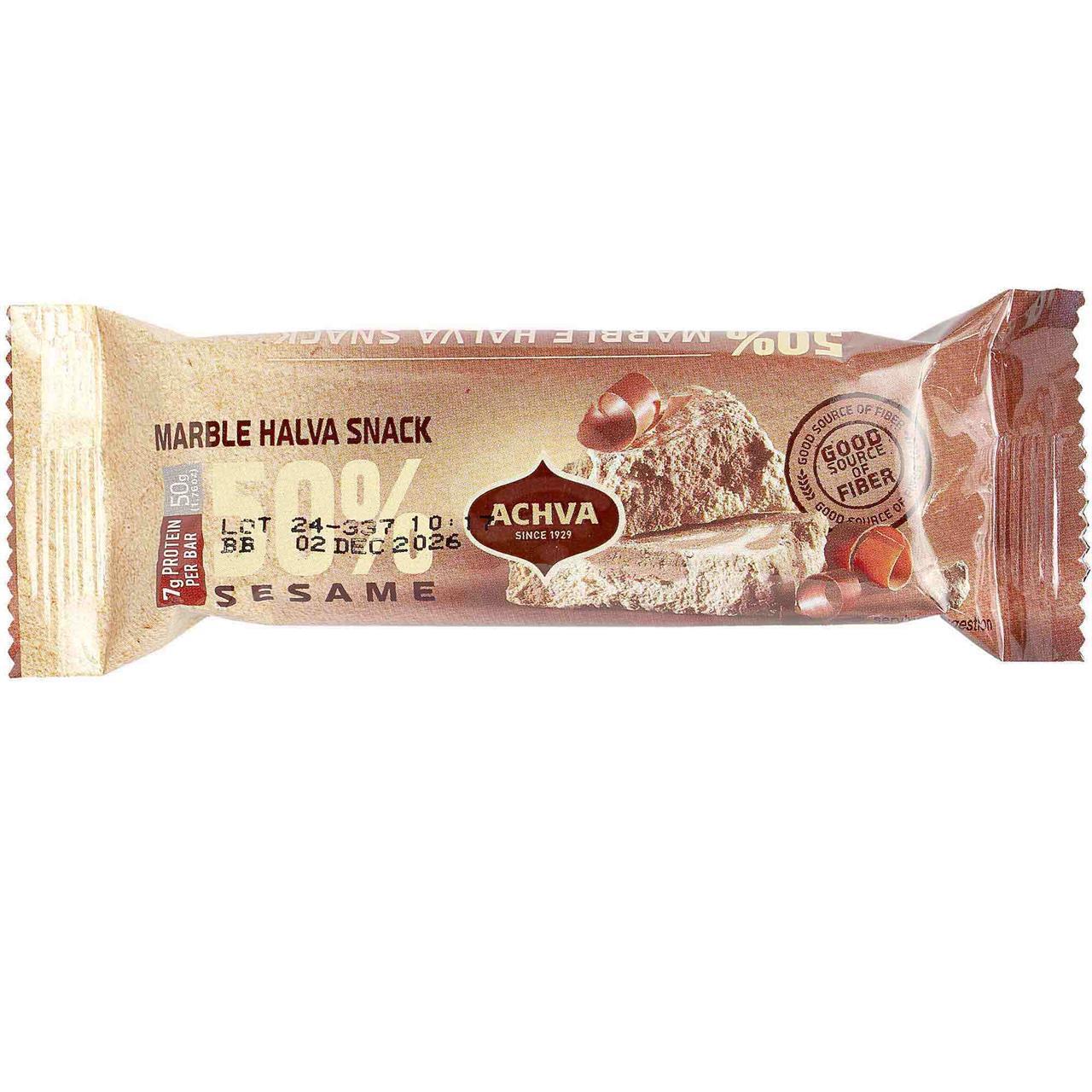 Achva 50% Sug Halva Bar Marble, 1.76 Oz